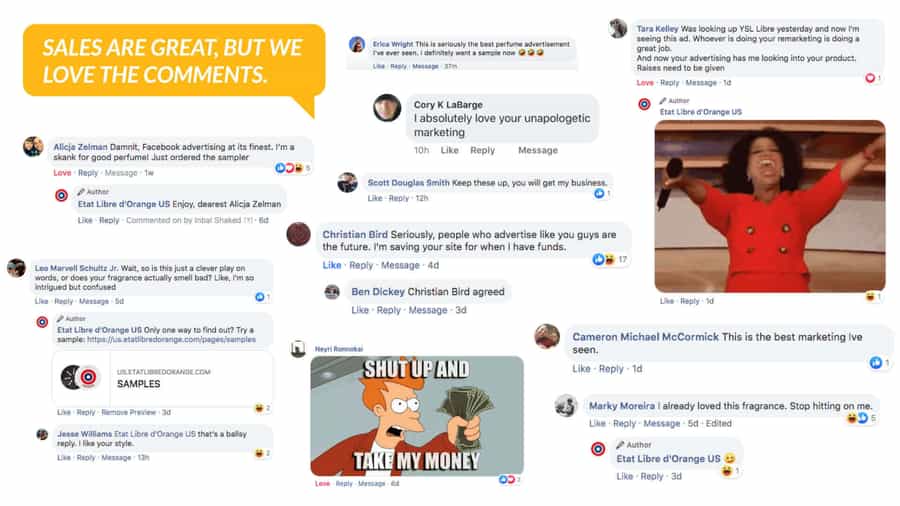 Etat Libre d'Orange Facebook Ad Comments